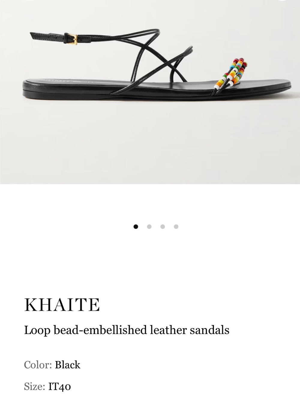 Khaite Loop Bead Embellished Leather Sandals sz 40